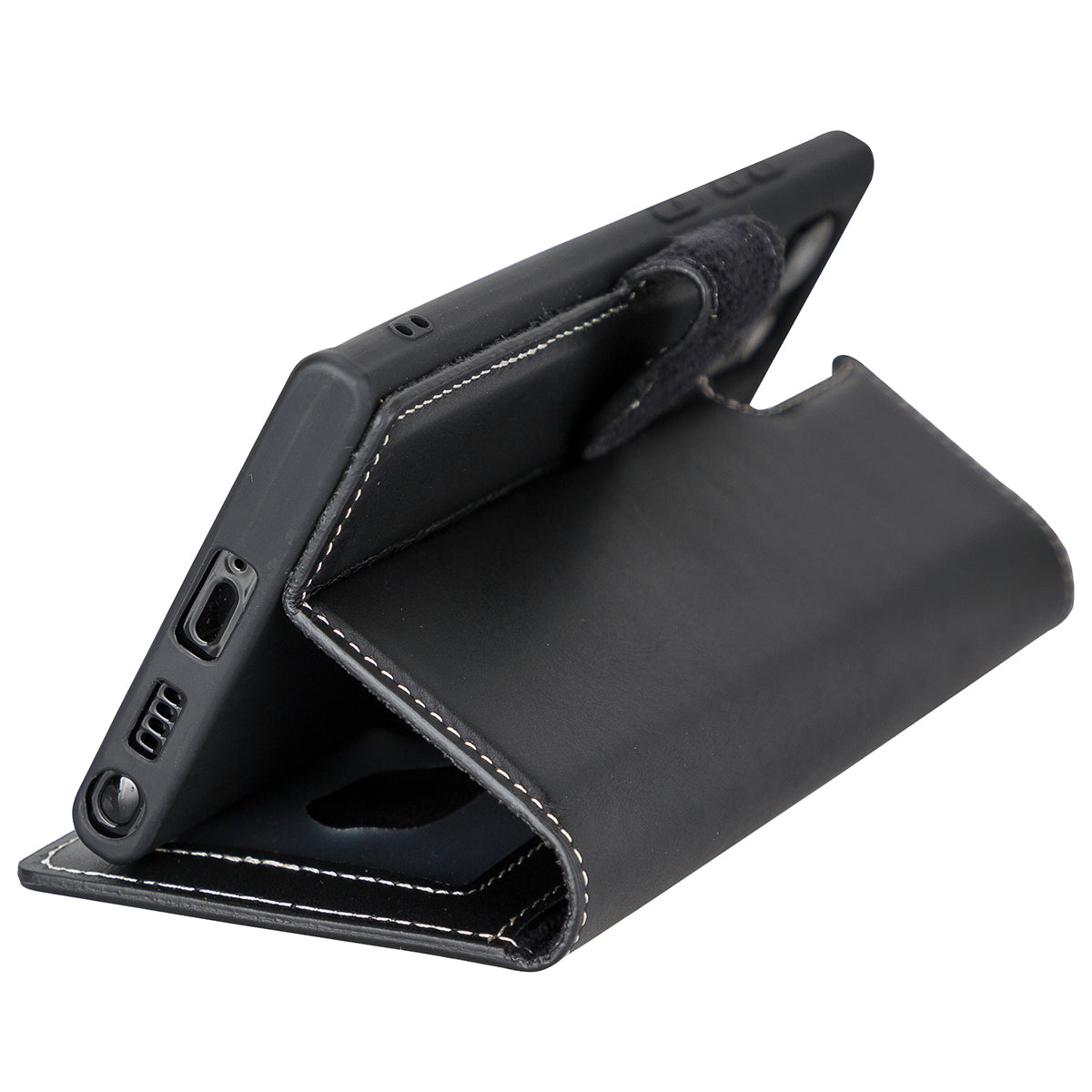 Samsung Galaxy S22 Ultra Leder Book-Case – Wallet Hülle | Schwarz
