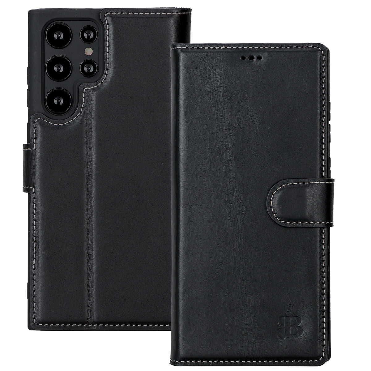 Samsung Galaxy S22 Ultra Leder Book-Case – Wallet Hülle | Schwarz