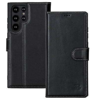 Samsung Galaxy S22 Ultra Leder Book-Case – Wallet Hülle | Schwarz