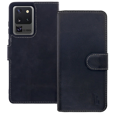 Samsung Galaxy S20 Ultra Leder Book-Case – Wallet Hülle | Schwarz
