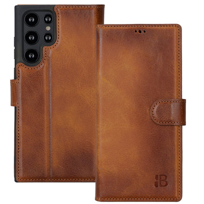 Samsung Galaxy S22 Ultra Leder Book-Case – Wallet Hülle | Braun
