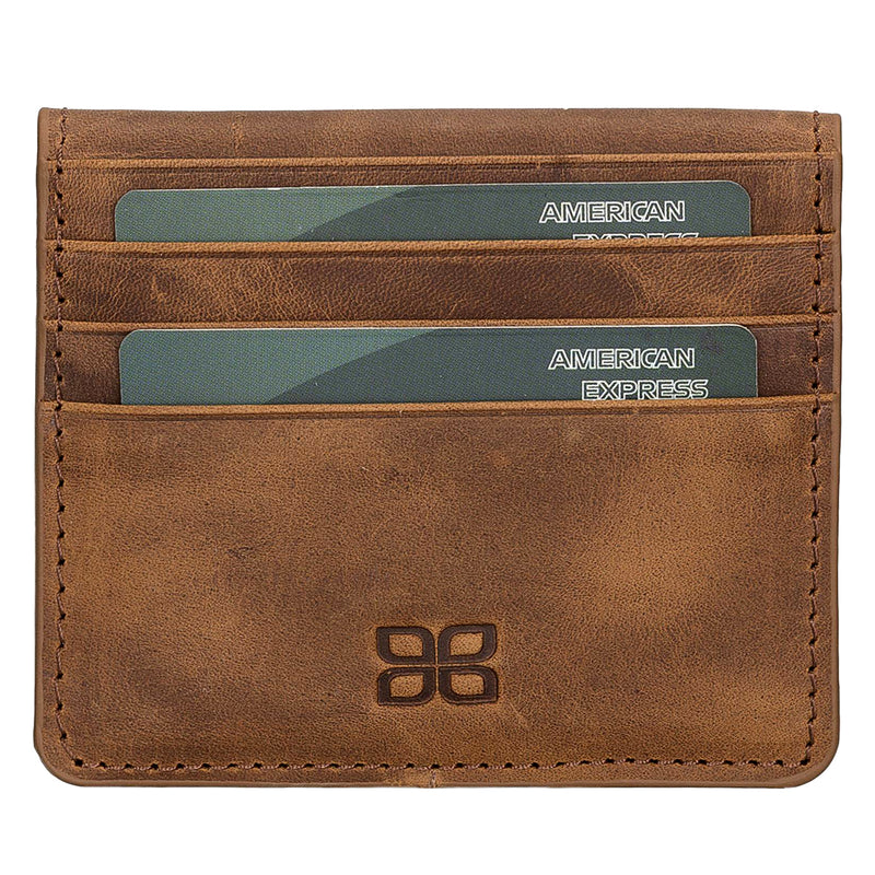 Leder Kartenetui mit Druckknopffach – Slim Wallet | Kaffeebraun Ansicht 2