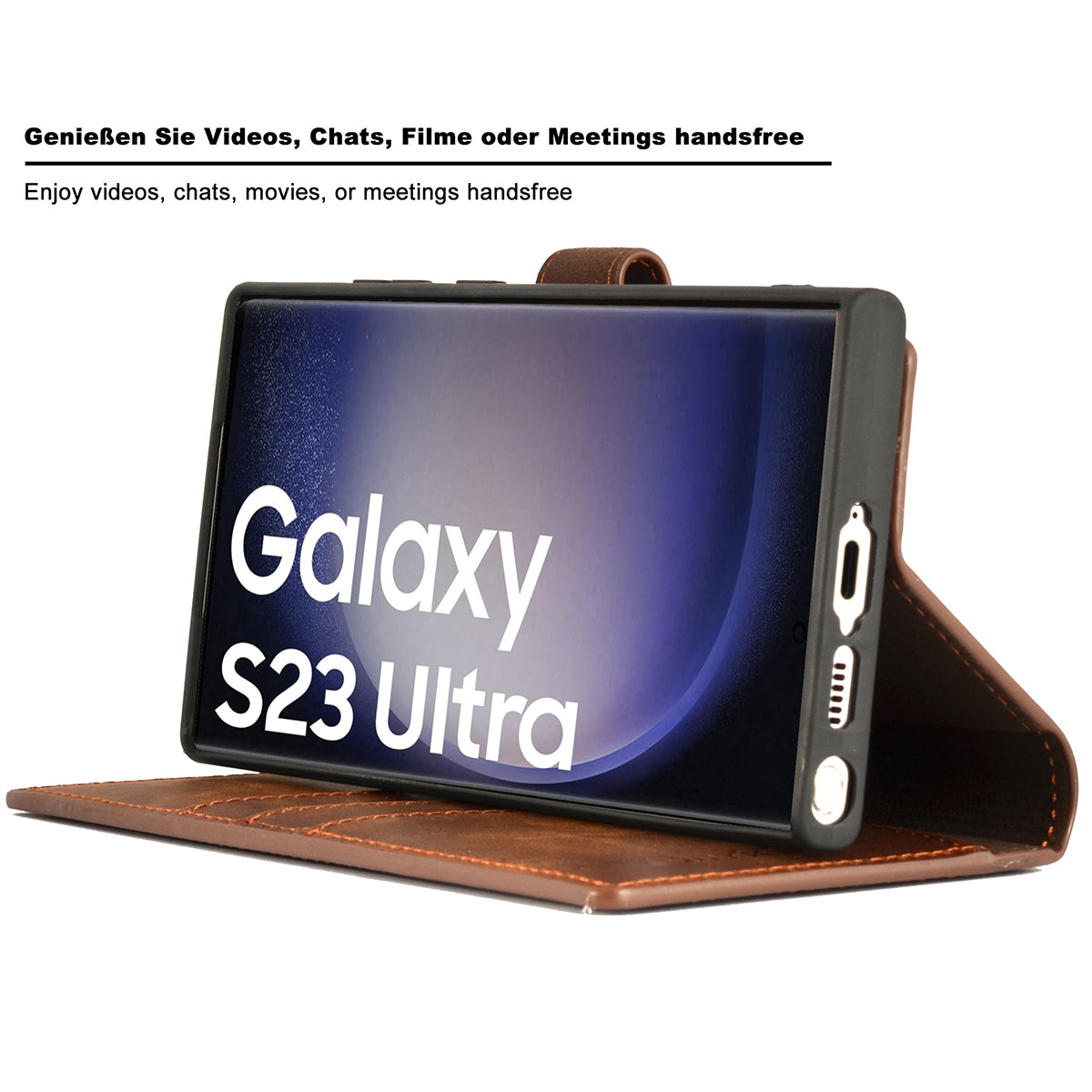 Samsung Galaxy S23 Ultra Leder Book-Case – Wallet Hülle | Braun