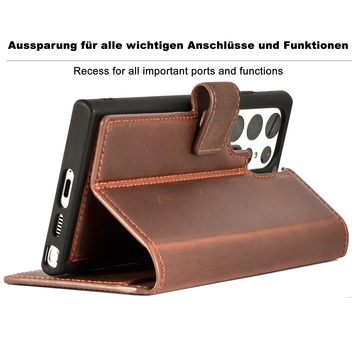 Samsung Galaxy S23 Ultra Leder Book-Case – Wallet Hülle | Braun