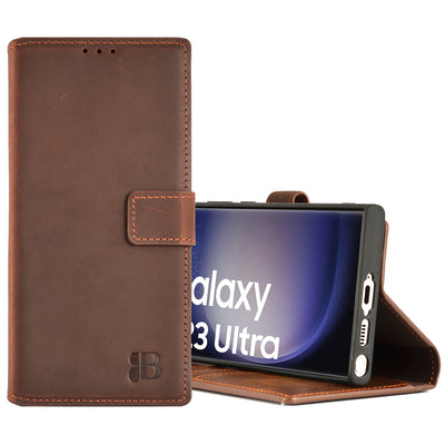 Samsung Galaxy S23 Ultra Leder Book-Case – Wallet Hülle | Braun