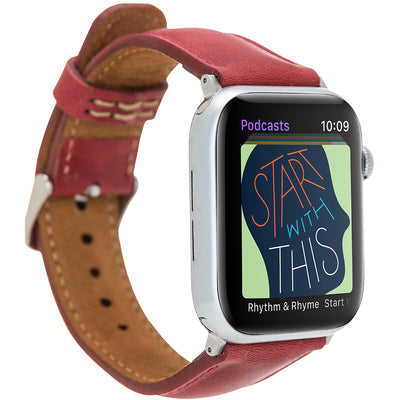 Elegantes Lederarmband Rot – für Apple Watch 42/44/45 mm
