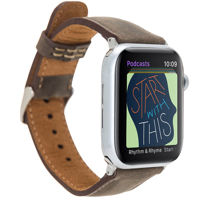 Lederarmband Dunkelbraun Vintage – für Apple Watch 42/44/45 mm
