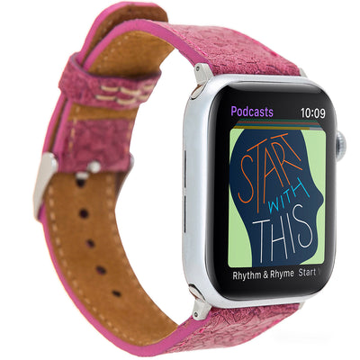 Strukturiertes Lederarmband Pink – für Apple Watch 42/44/45 mm