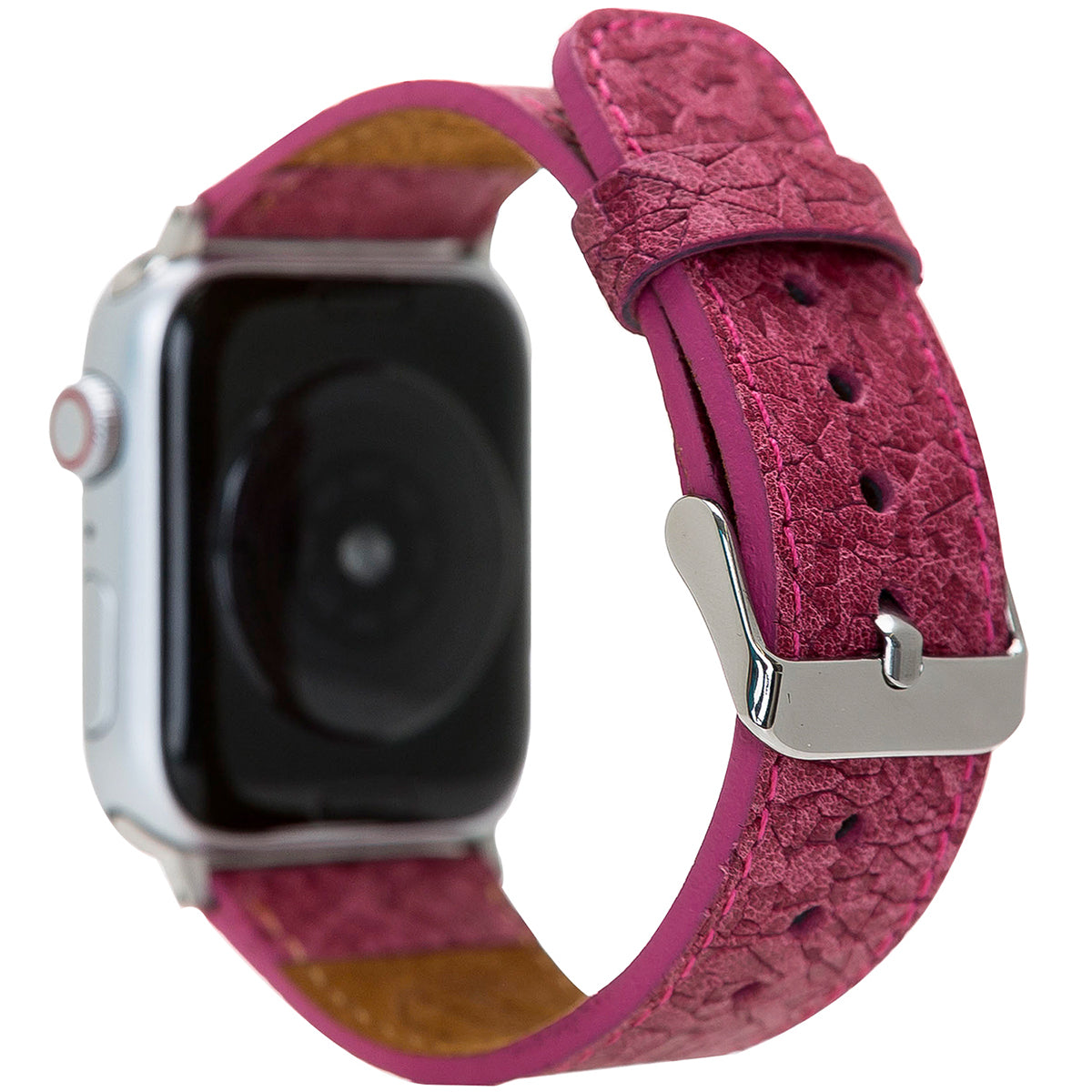 Strukturiertes Lederarmband Pink – für Apple Watch 42/44/45 mm