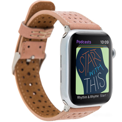 Sportliches Lederarmband Beige – für Apple Watch 42/44/45 mm