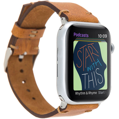 Naturleder Armband Cognac – für Apple Watch 42/44/45 mm