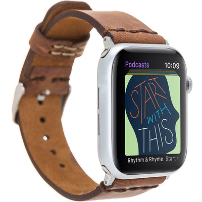 Klassisches Lederarmband Braun – für Apple Watch 42/44/45 mm