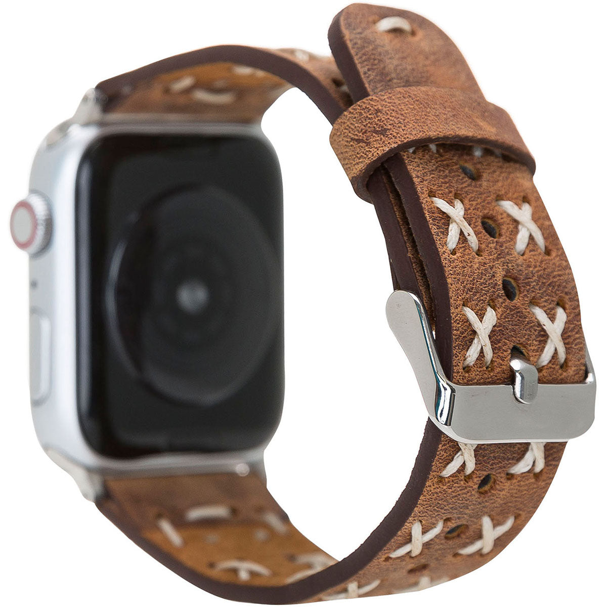 Vintage Lederarmband mit Kreuzstich – für Apple Watch 42/44/45 mm