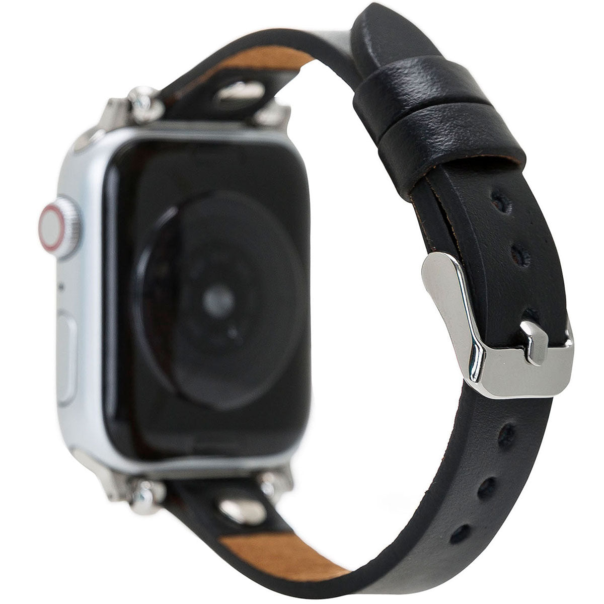 Lederarmband Schwarz mit Nieten – für Apple Watch 42/44/45 mm