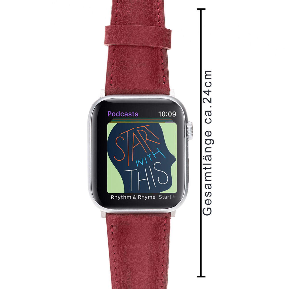 Elegantes Lederarmband Rot – für Apple Watch 42/44/45 mm