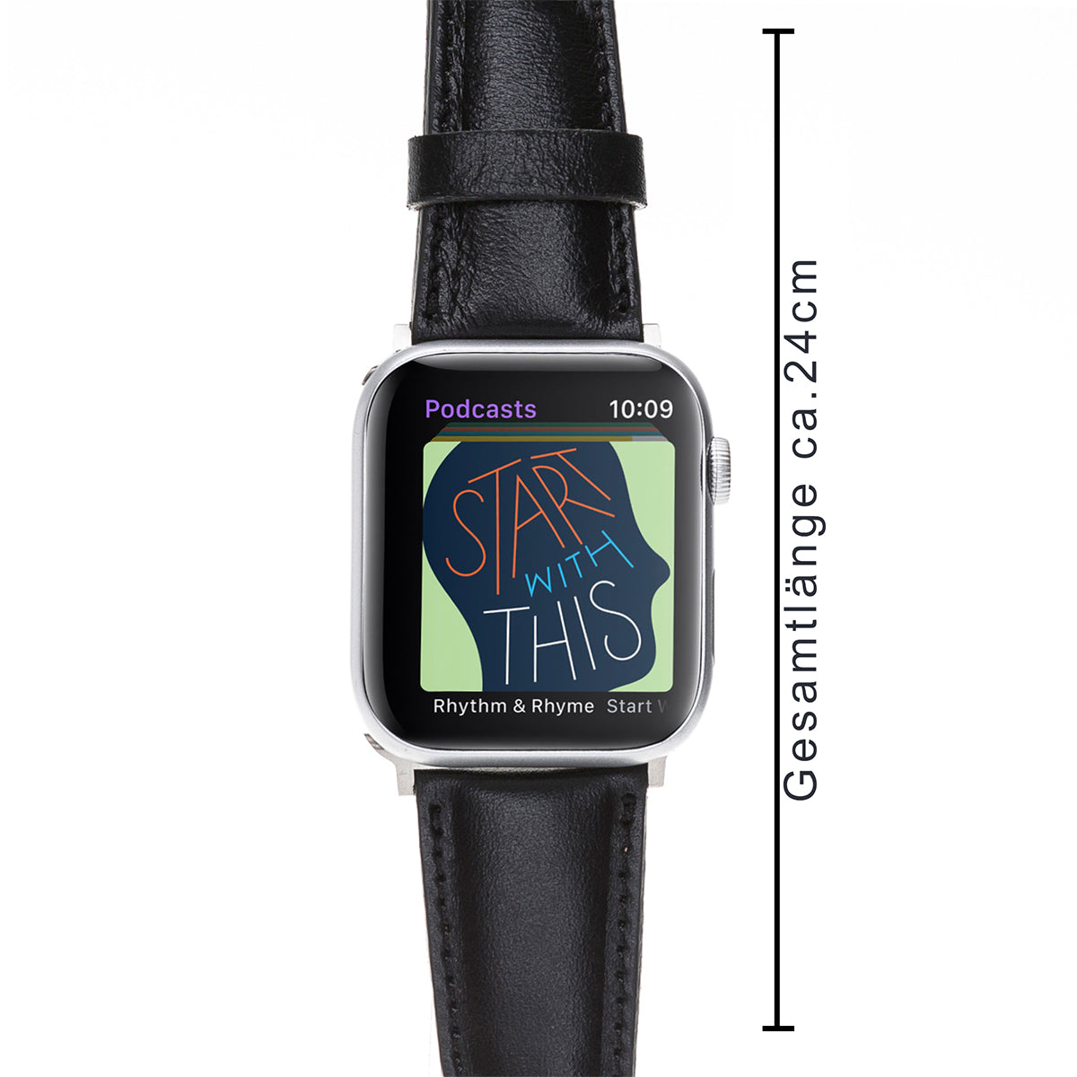 Lederarmband Schwarz Klassik – für Apple Watch 42/44/45 mm