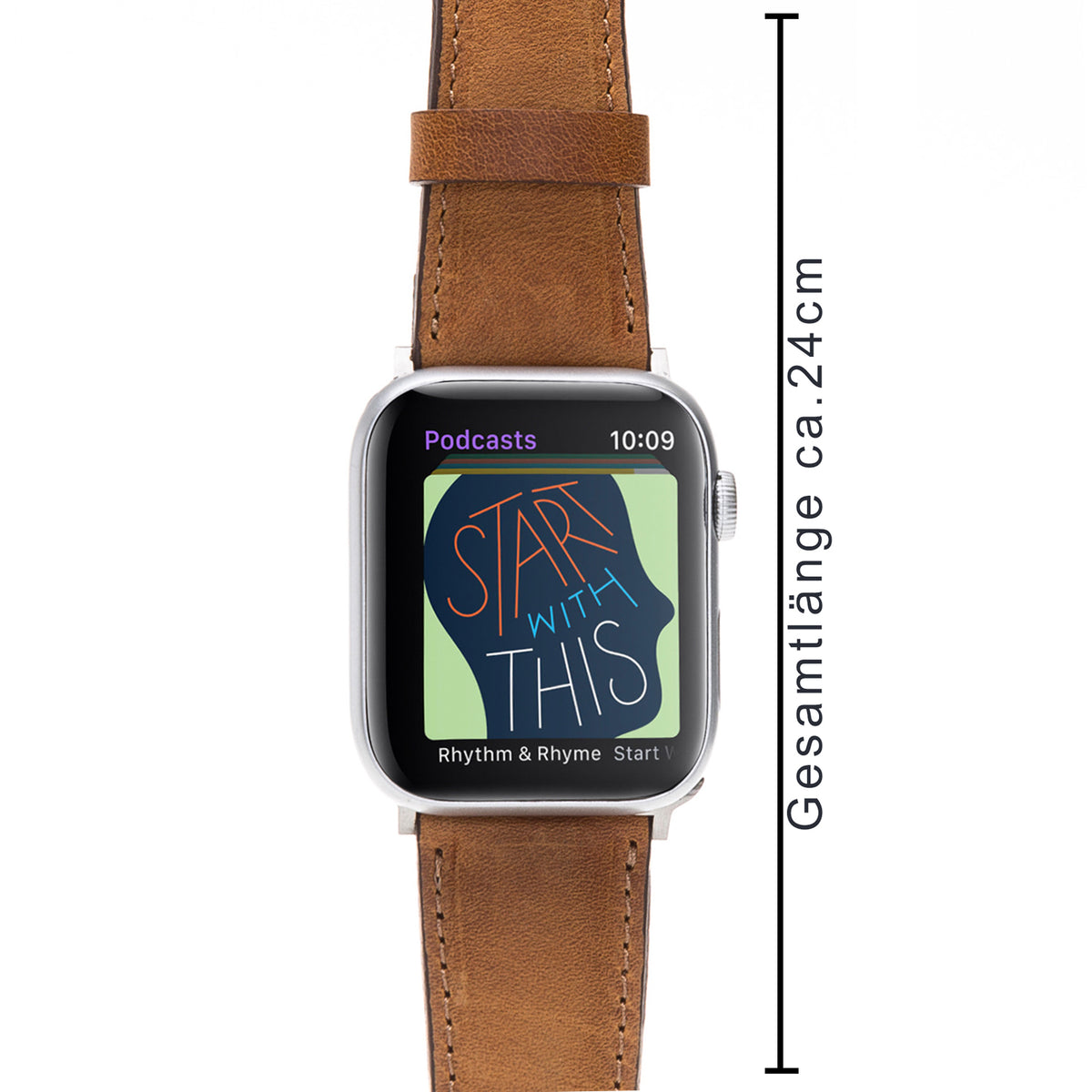 Lederarmband Cognac Natur – für Apple Watch 42/44/45 mm