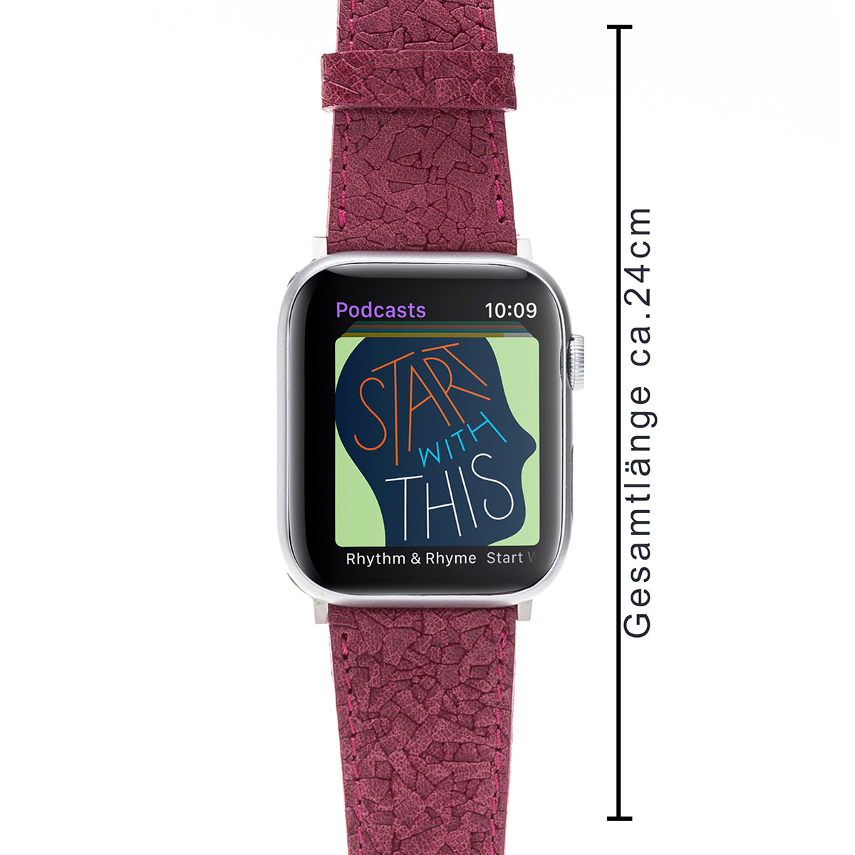 Strukturiertes Lederarmband Pink – für Apple Watch 42/44/45 mm