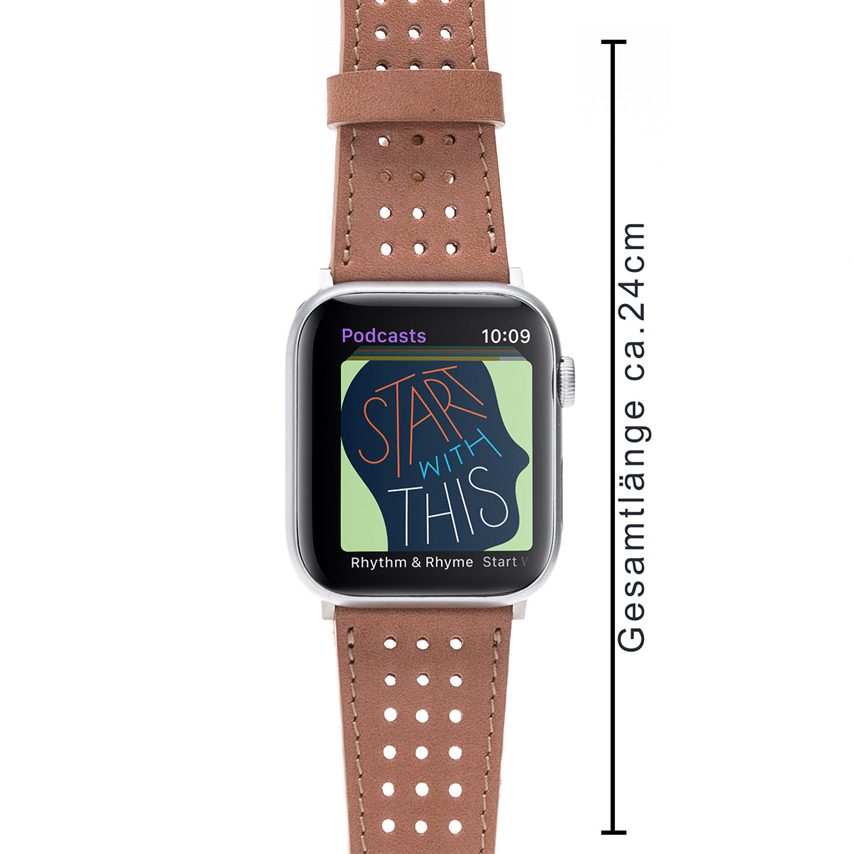 Sportliches Lederarmband Beige – für Apple Watch 42/44/45 mm