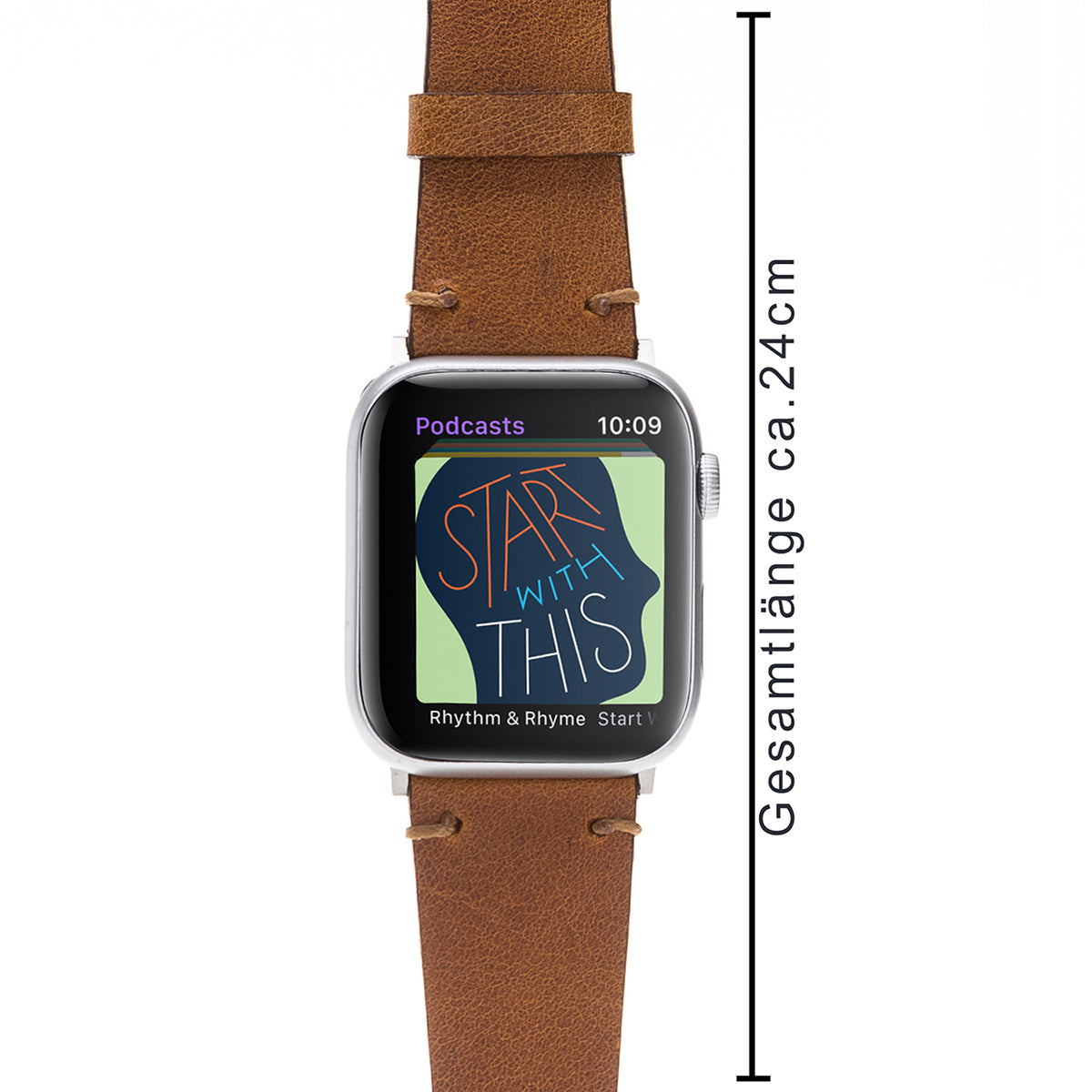 Naturleder Armband Cognac – für Apple Watch 42/44/45 mm