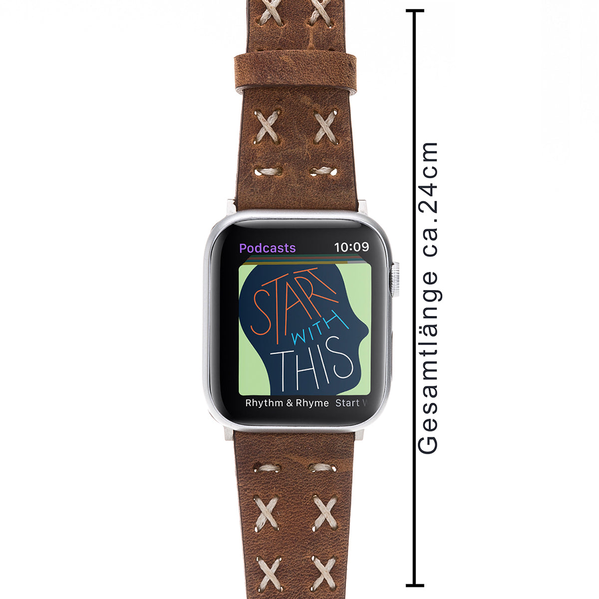Vintage Lederarmband mit Kreuzstich – für Apple Watch 42/44/45 mm