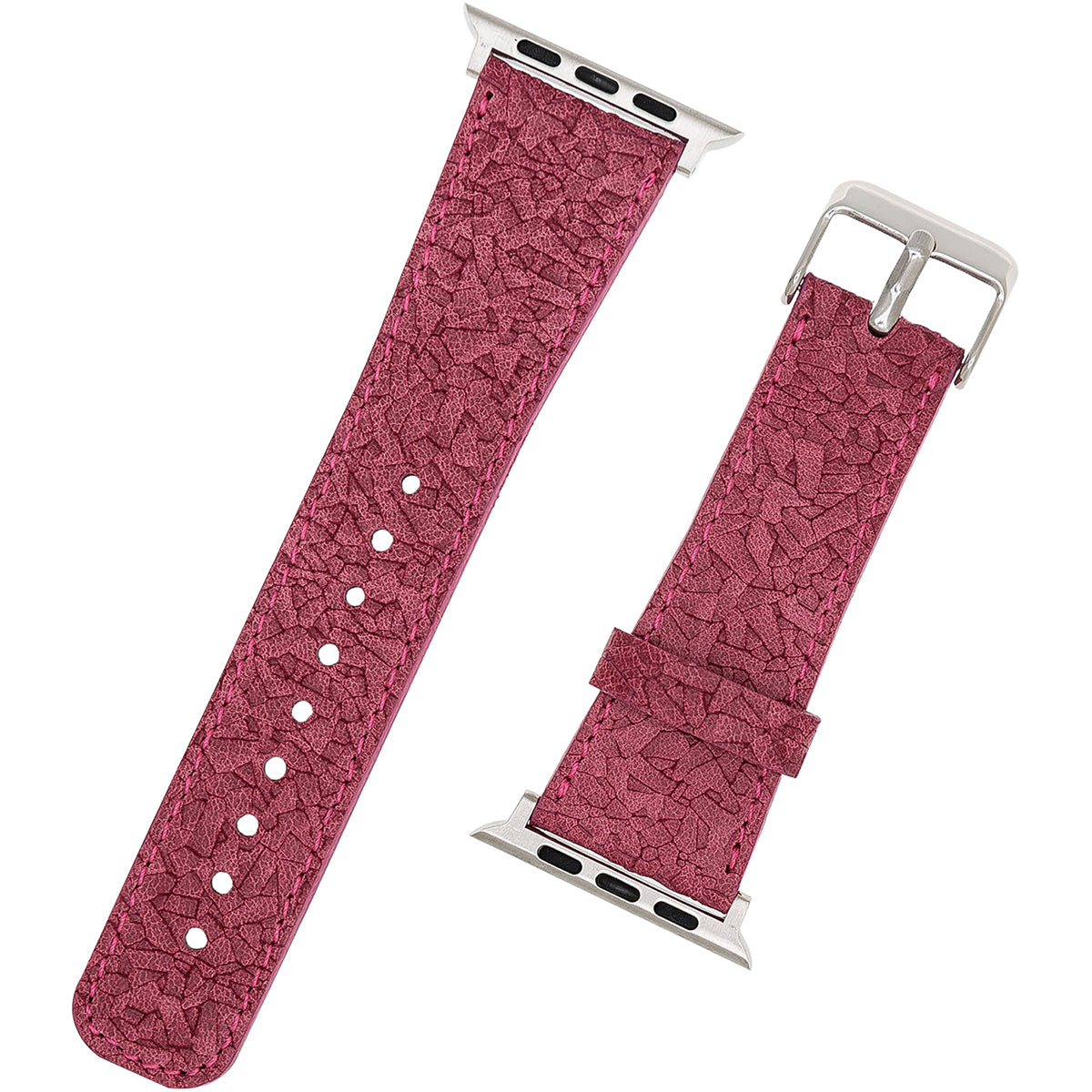 Strukturiertes Lederarmband Pink – für Apple Watch 42/44/45 mm