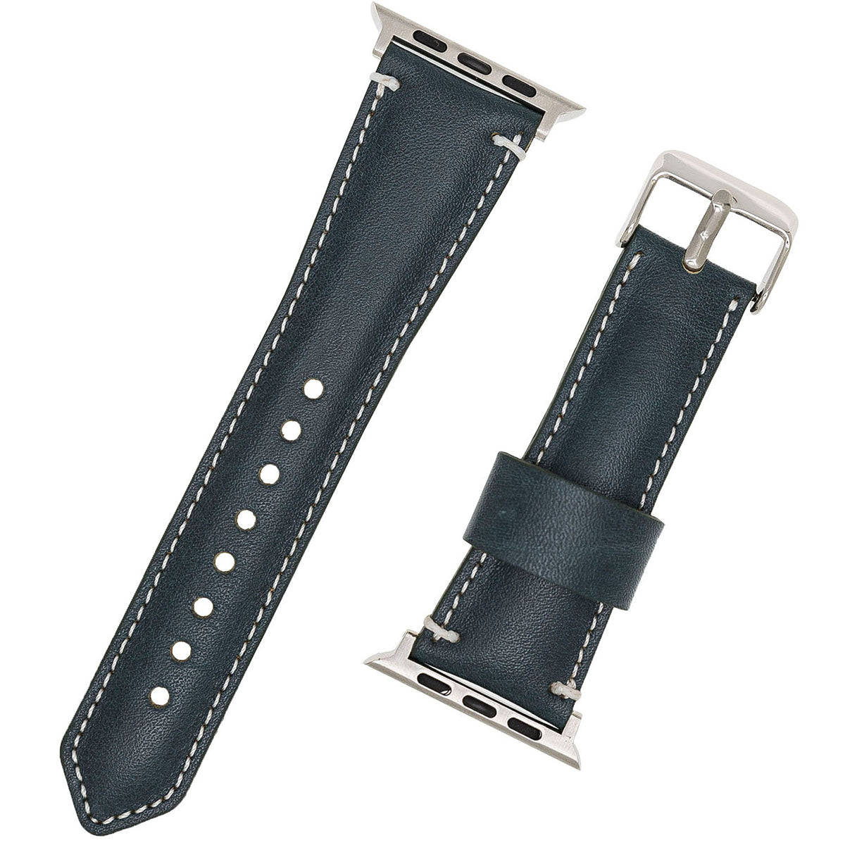 Lederarmband Dunkelgrün mit Kontrastnaht – für Apple Watch 42/44/45 mm