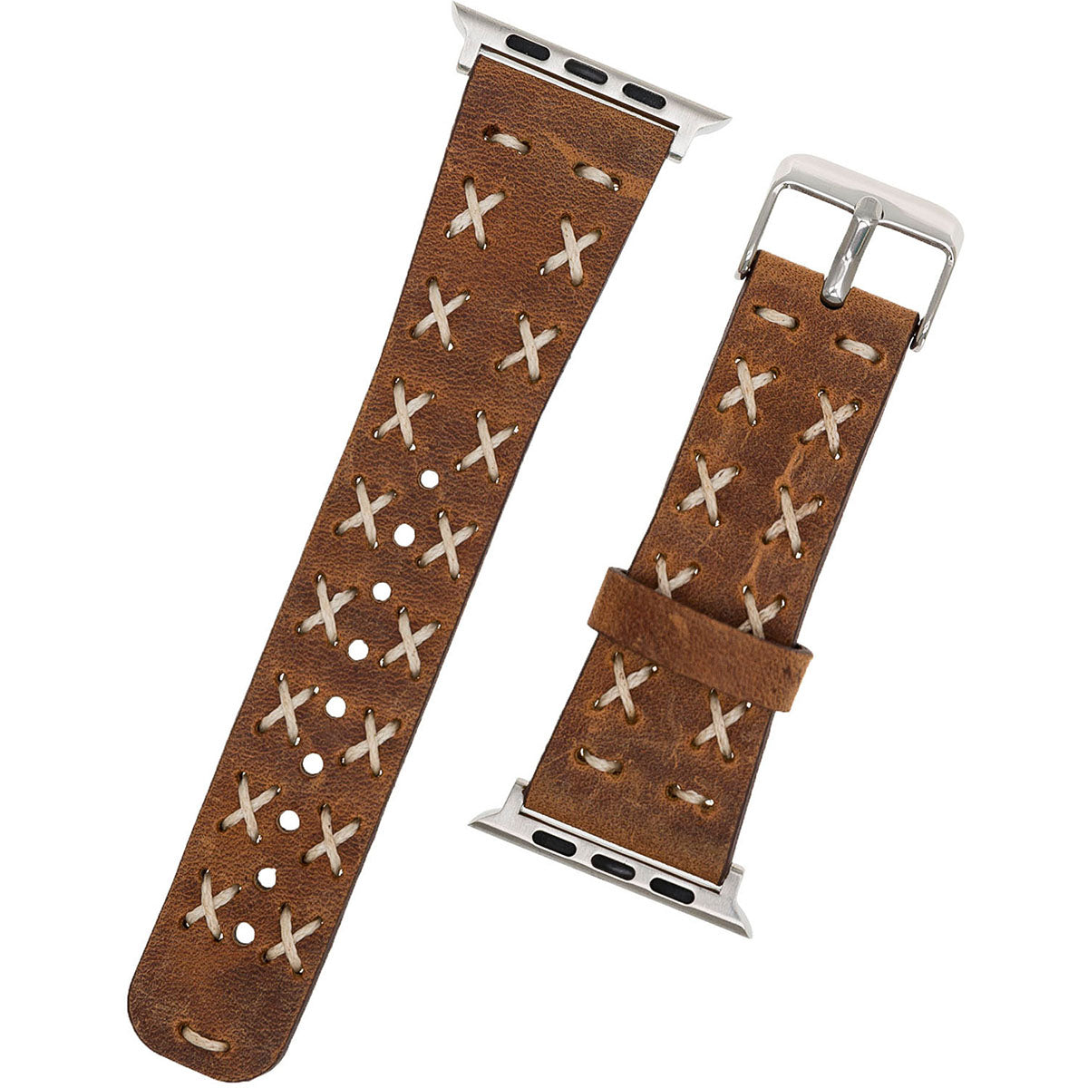 Vintage Lederarmband mit Kreuzstich – für Apple Watch 42/44/45 mm