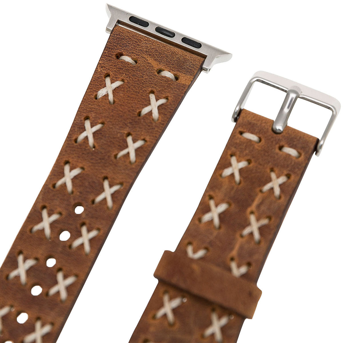 Vintage Lederarmband mit Kreuzstich – für Apple Watch 42/44/45 mm