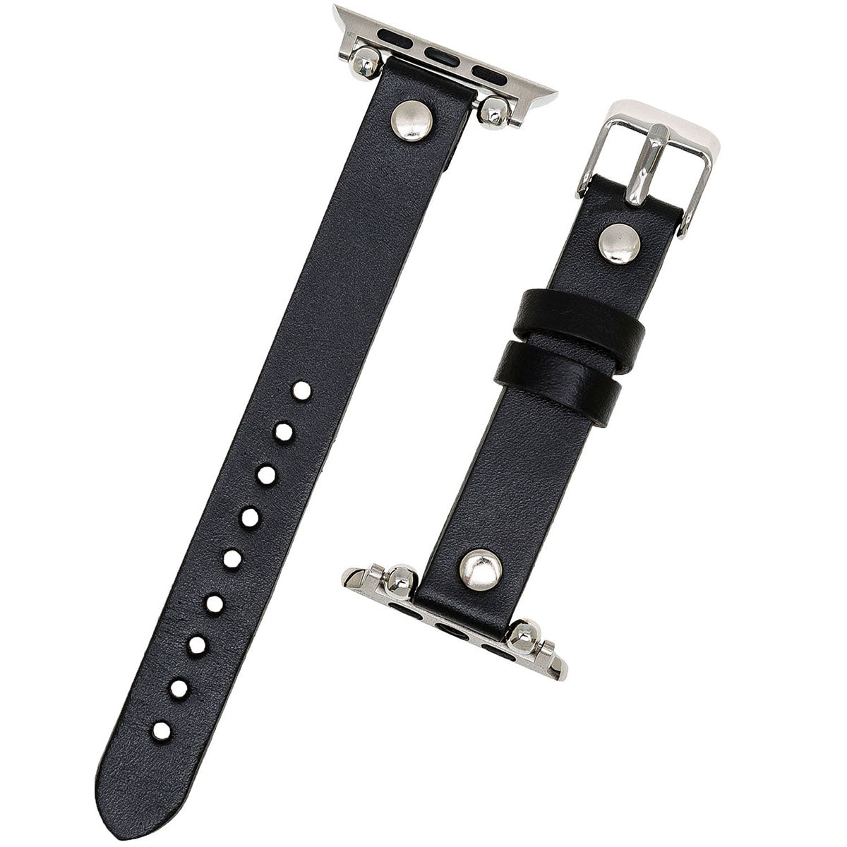 Lederarmband Schwarz mit Nieten – für Apple Watch 42/44/45 mm