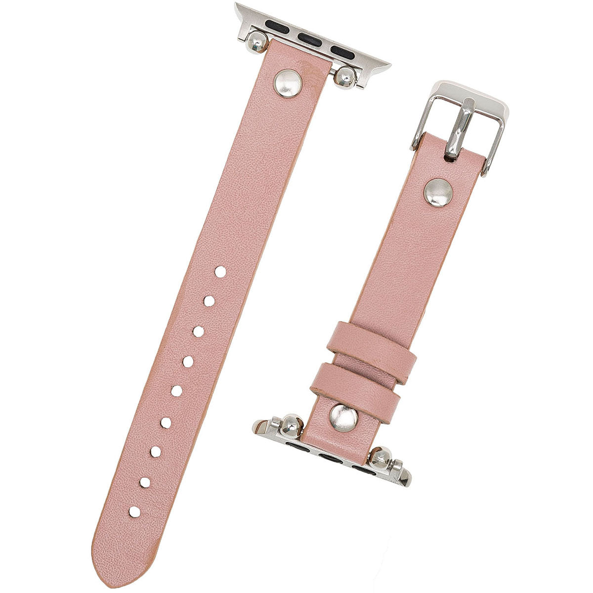 Slim Lederarmband Rosé mit Nieten – für Apple Watch 42/44/45 mm