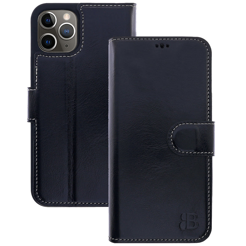 Book-Case Lederhülle für iPhone 12 Pro Max – Flip-Design mit Kartenfach | Schwarz