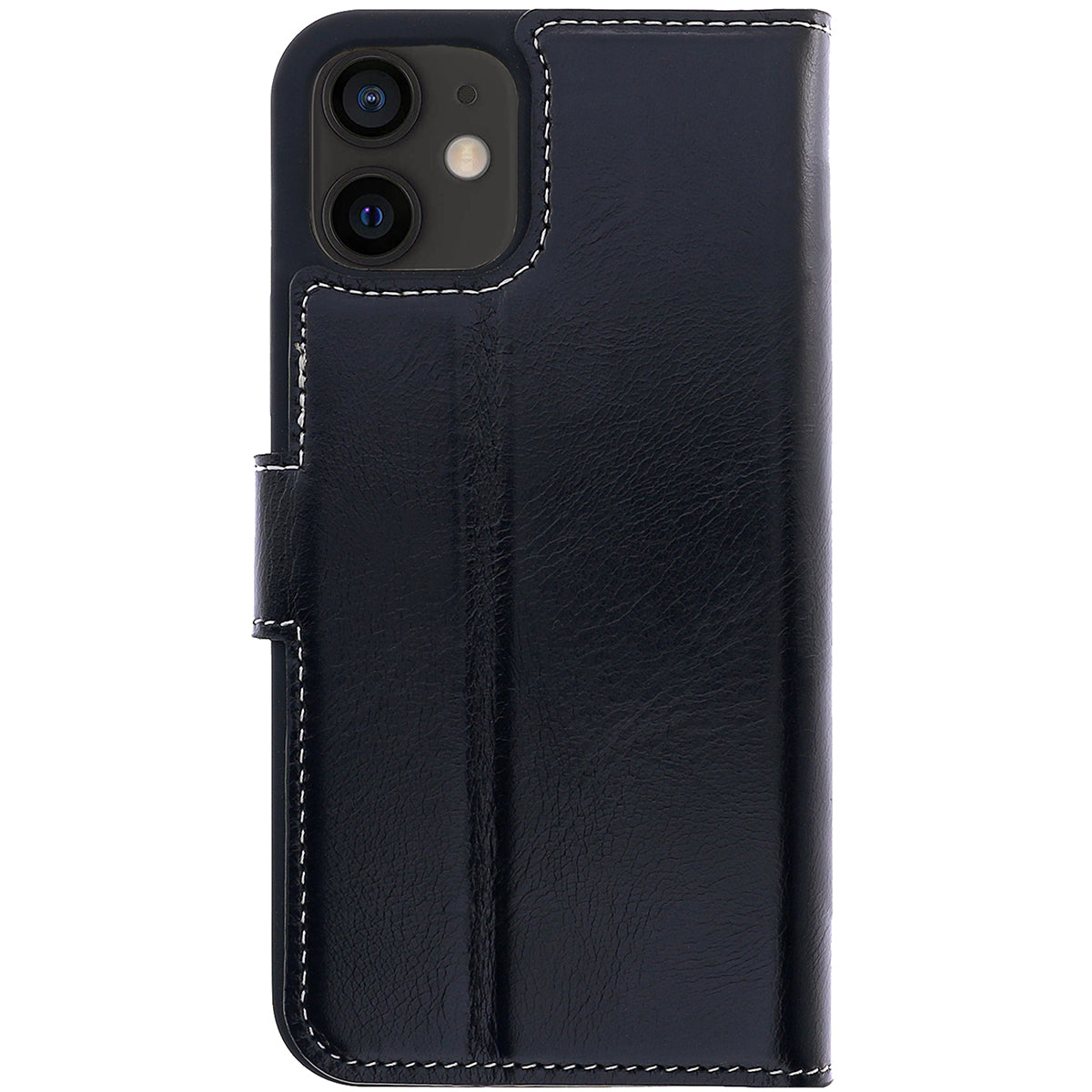Book-Case Lederhülle für iPhone 12 / 12 Pro – Flip-Design mit Kartenfach | Schwarz
