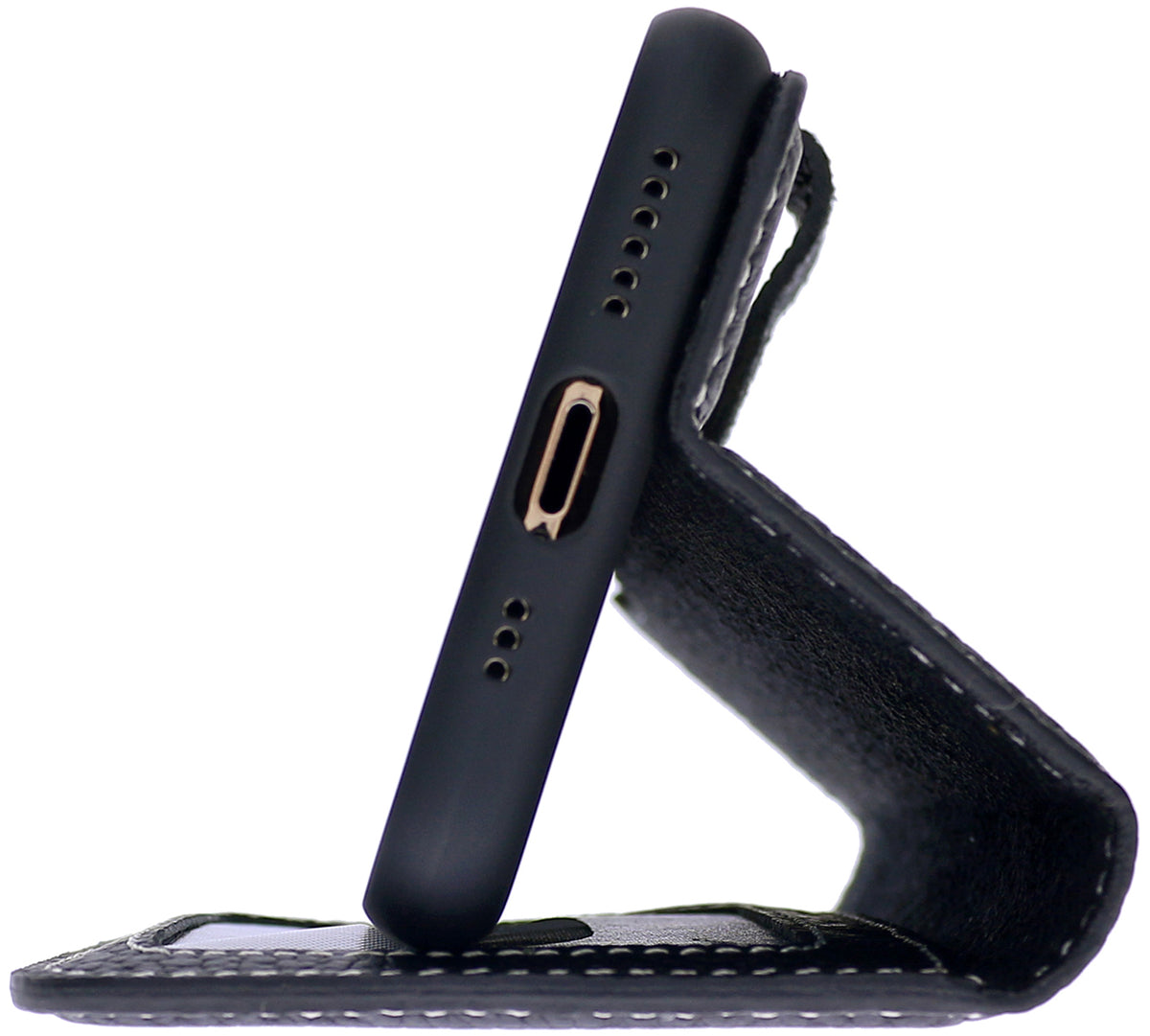 Book-Case Lederhülle für iPhone 13 Pro Max – Flip-Design mit Kartenfach | Schwarz