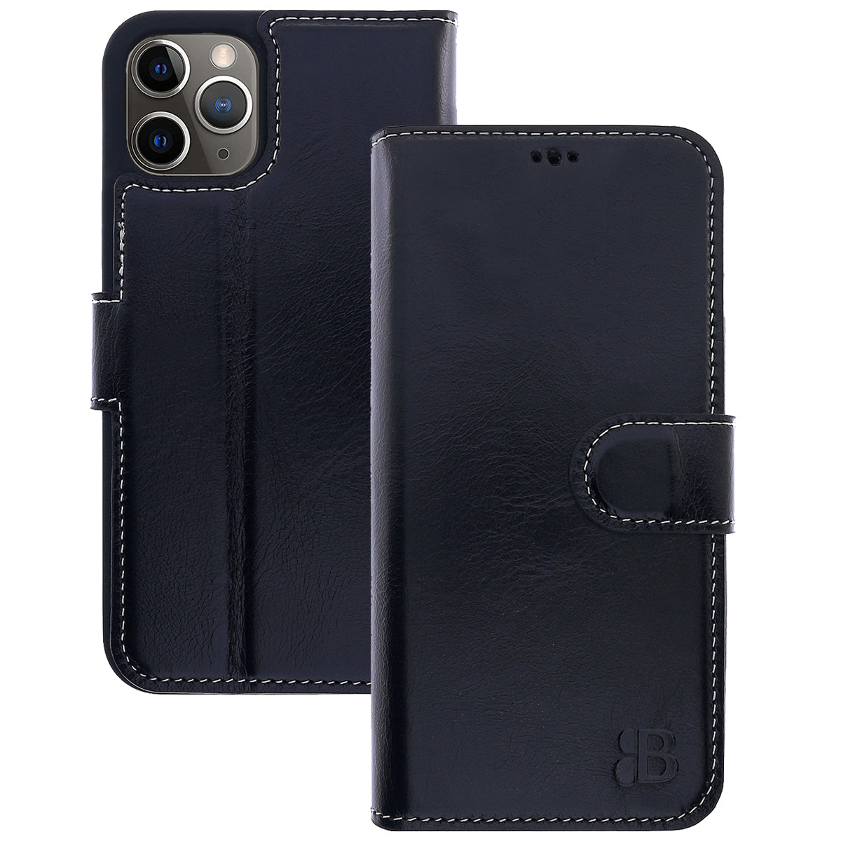 Book-Case Lederhülle für iPhone 13 Pro Max – Flip-Design mit Kartenfach | Schwarz