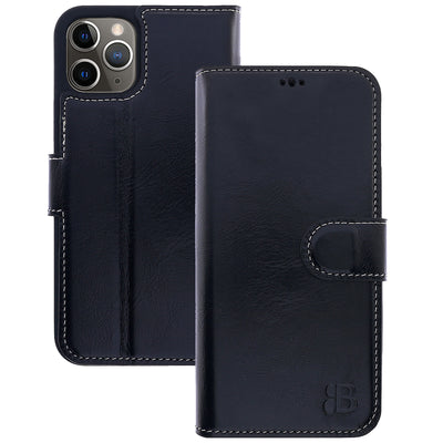 Book-Case Lederhülle für iPhone 13 Pro Max – Flip-Design mit Kartenfach | Schwarz