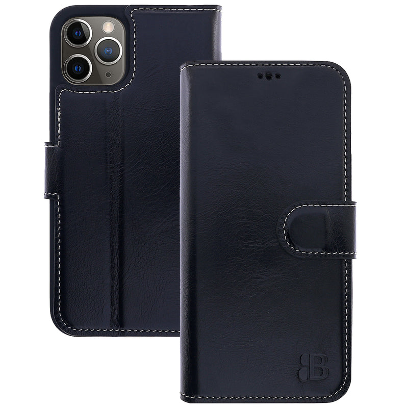 Book-Case Lederhülle für iPhone 14 Pro Max – Flip-Design mit Kartenfach | Schwarz