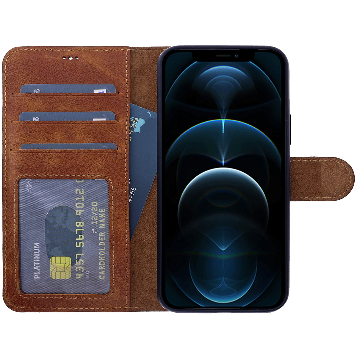 iPhone 13 Mini Premium Lederhülle – Book-Style, Vintage Look