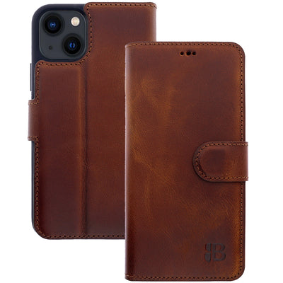 iPhone 13 Mini Premium Lederhülle – Book-Style, Vintage Look