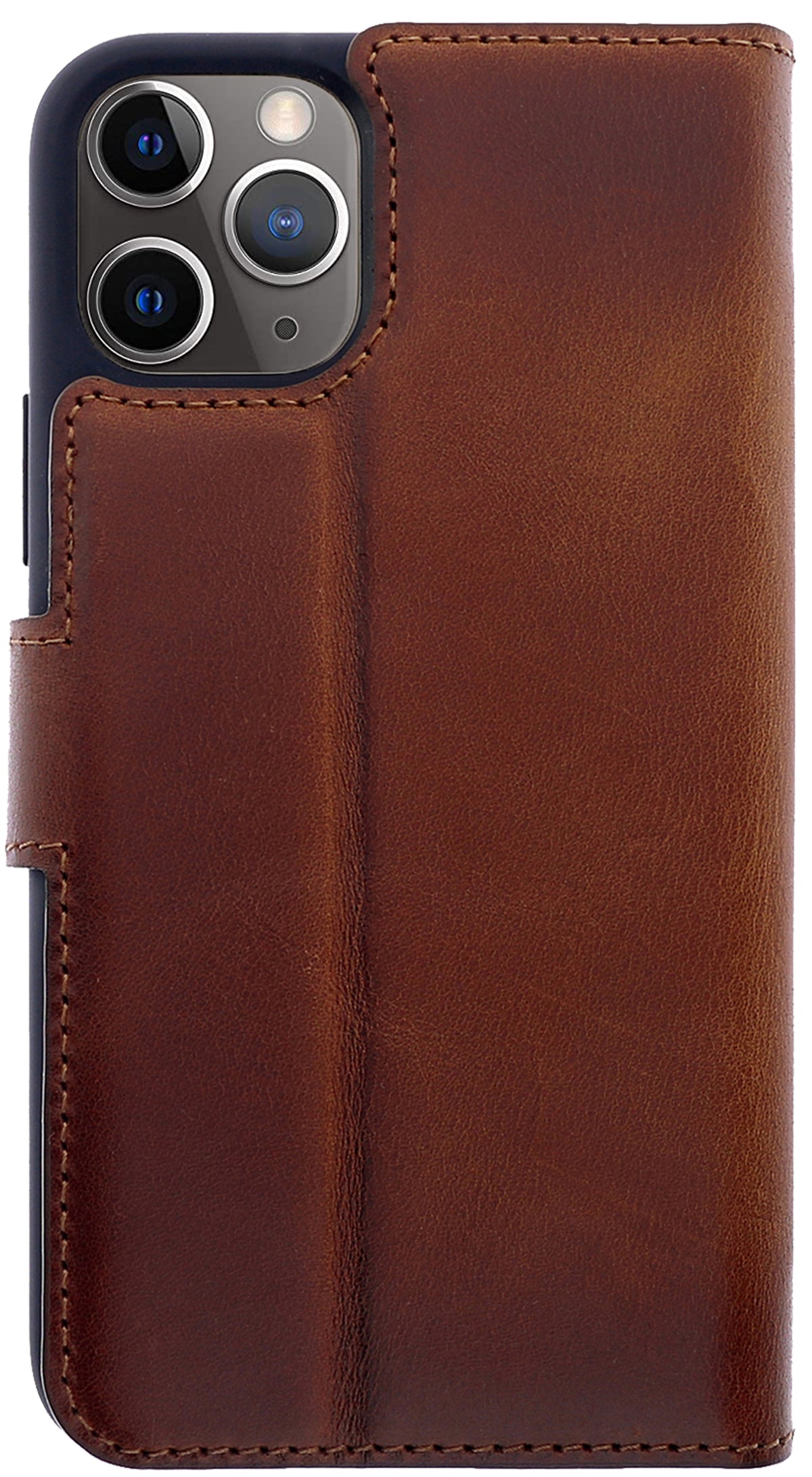 Book-Case Lederhülle für iPhone 13 Pro Max – Flip-Design mit Kartenfach | Braun