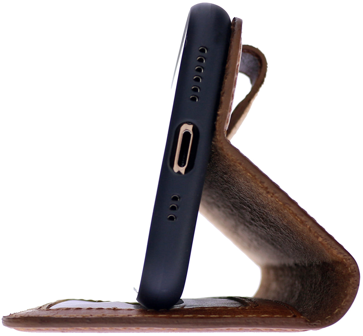 Book-Case Lederhülle für iPhone 13 Pro Max – Flip-Design mit Kartenfach | Braun