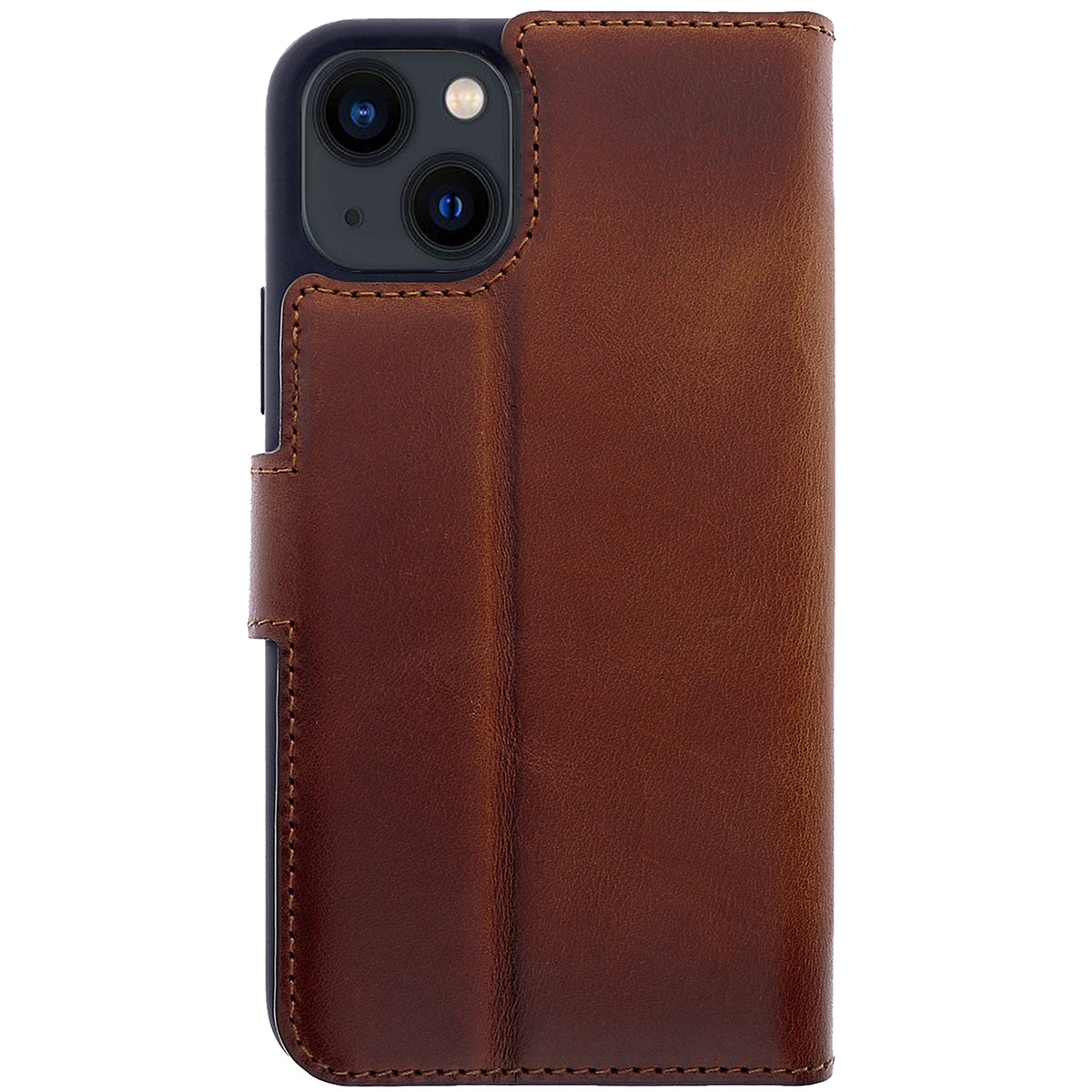Book-Case Lederhülle für iPhone 14 Plus – Flip-Design mit Kartenfach | Braun