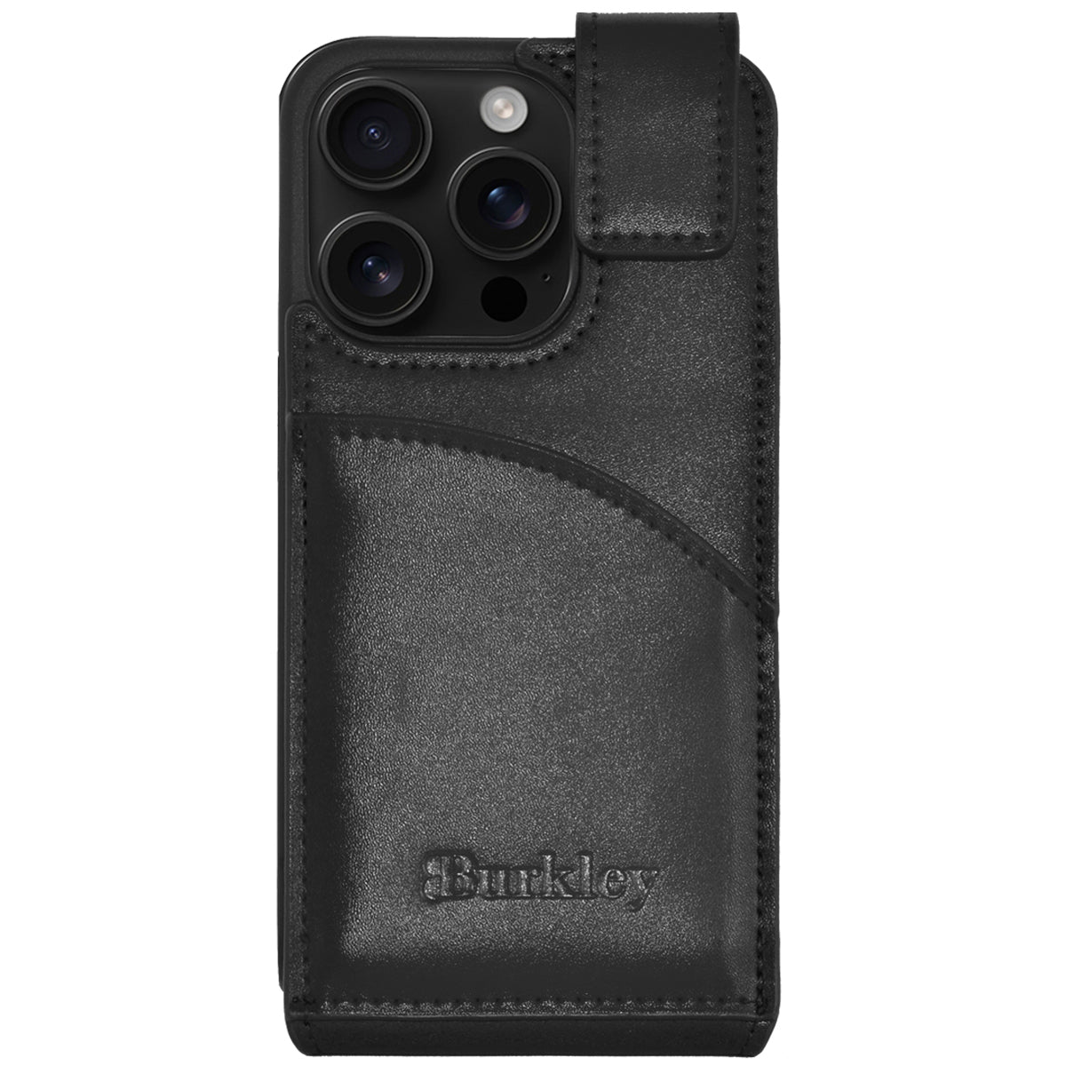 iPhone 15 Pro Leder Flip Case – Hülle mit Rundumschutz | Schwarz