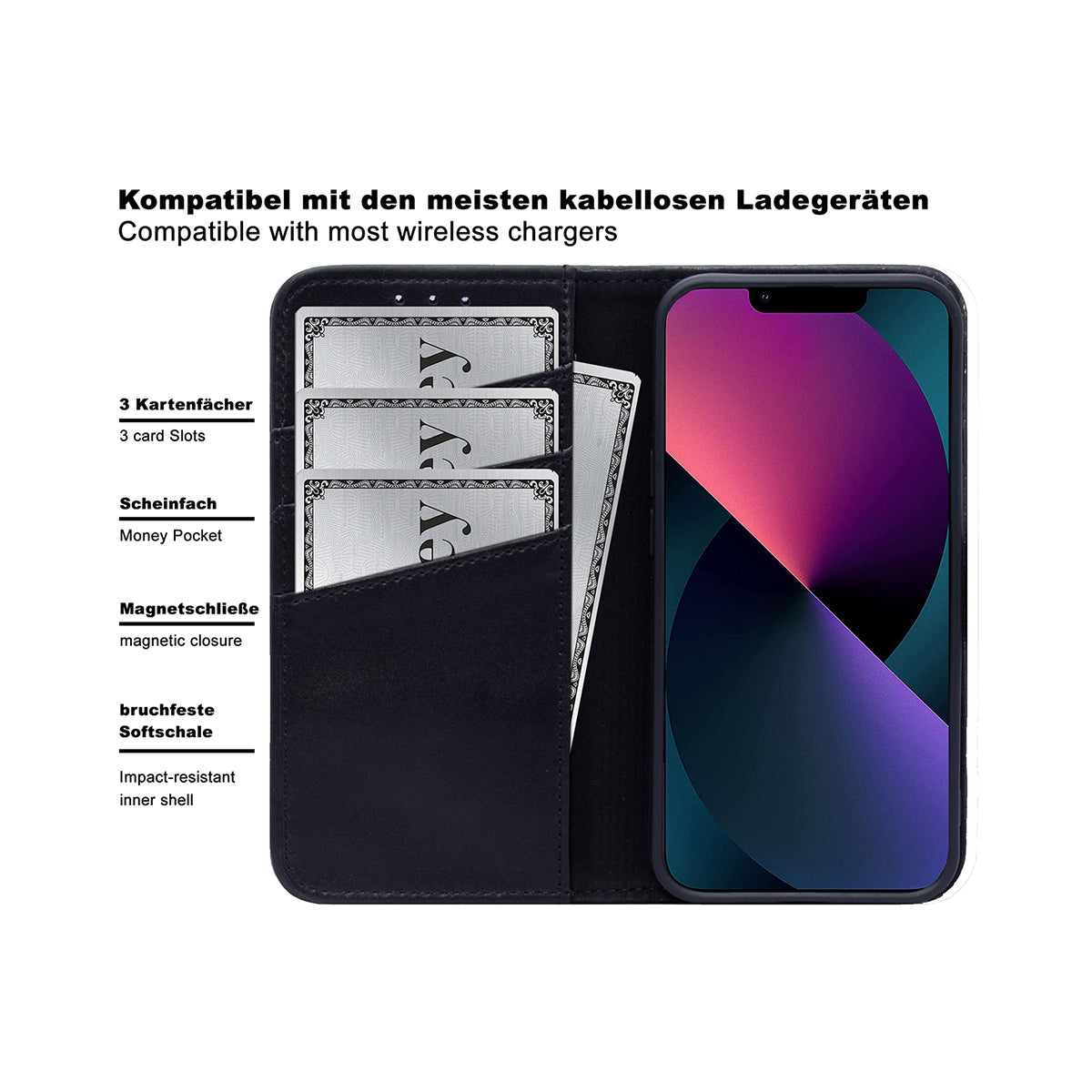 iPhone 11 Pro Premium Lederhülle – Book-Style, Vintage Look