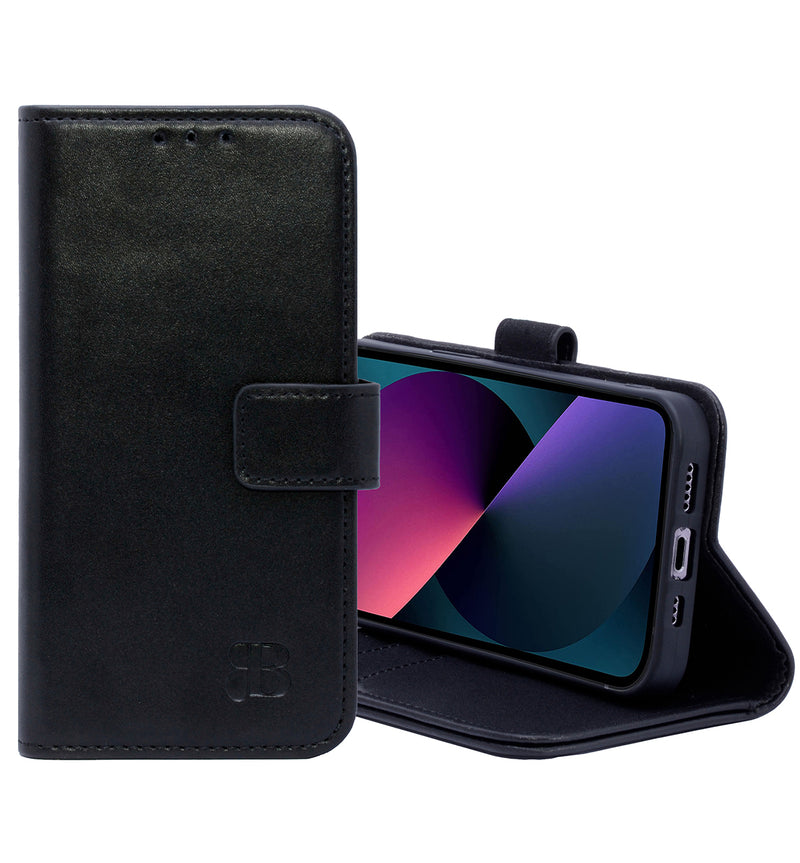 Book-Case Lederhülle für iPhone 11 – Flip-Design mit Kartenfach | Schwarz