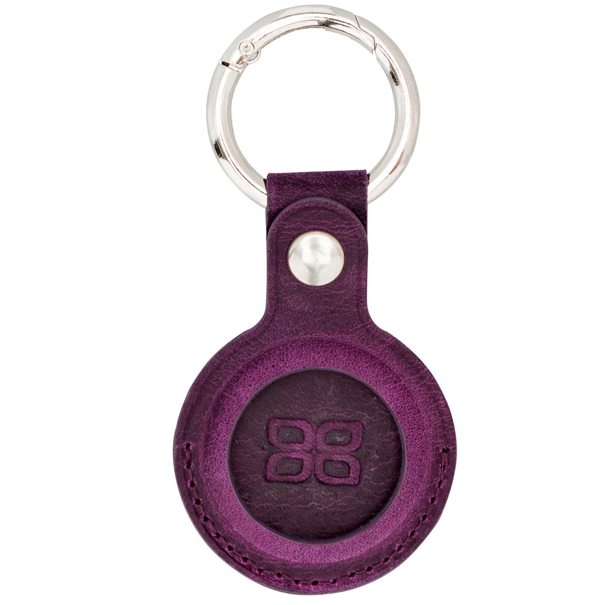 AirTag Schlüsselanhänger aus Leder – Karabiner, Used Look | Plum