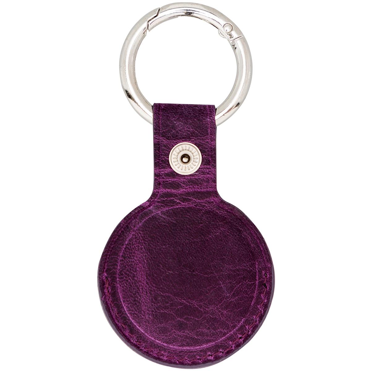 AirTag Schlüsselanhänger aus Leder – Karabiner, Used Look | Plum
