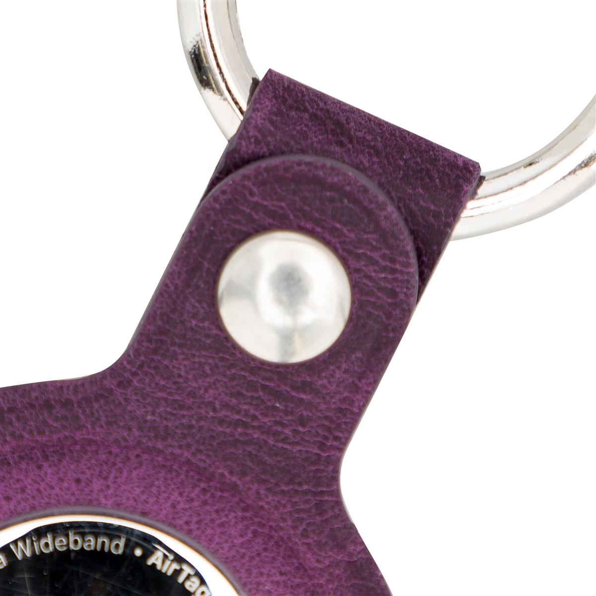 AirTag Schlüsselanhänger aus Leder – Karabiner, Used Look | Plum