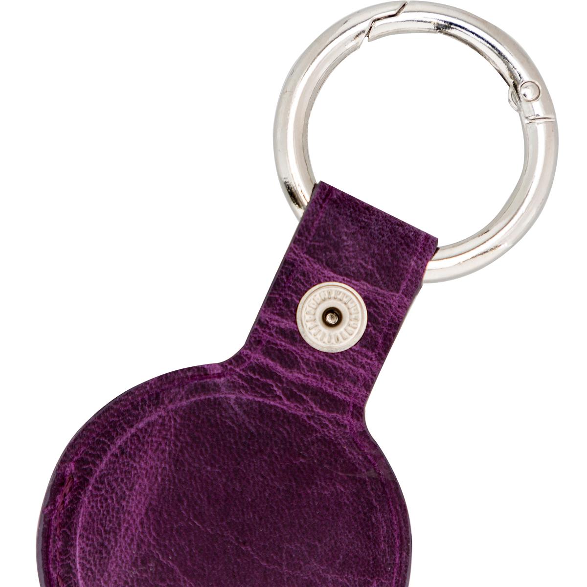 AirTag Schlüsselanhänger aus Leder – Karabiner, Used Look | Plum