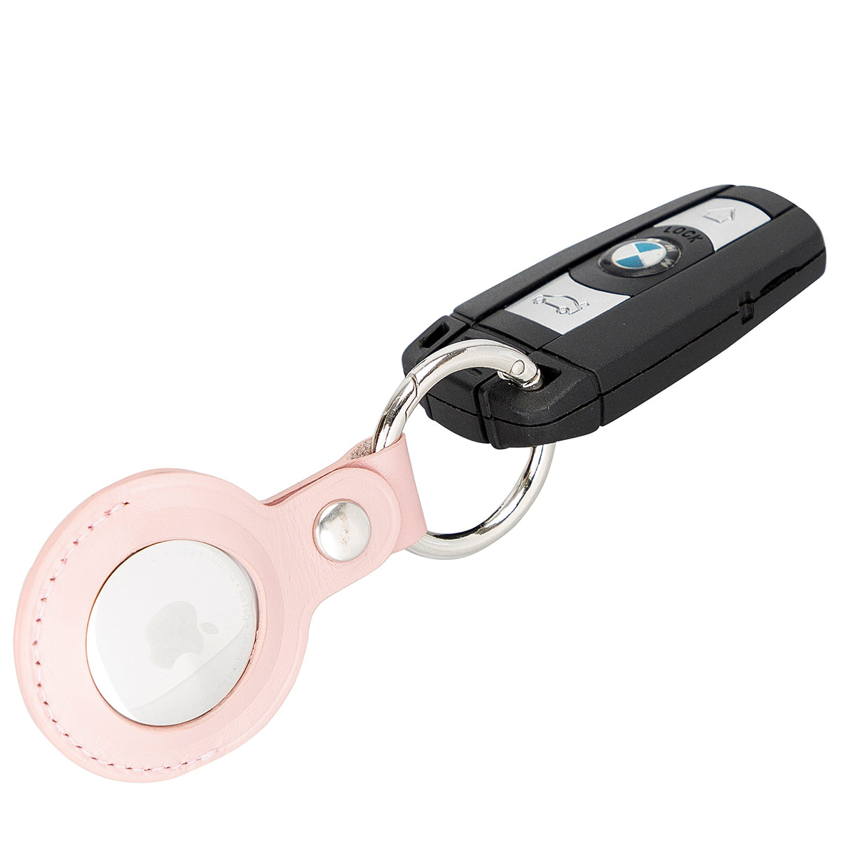 AirTag Schlüsselanhänger aus Leder – Karabiner, Used Look | Blush